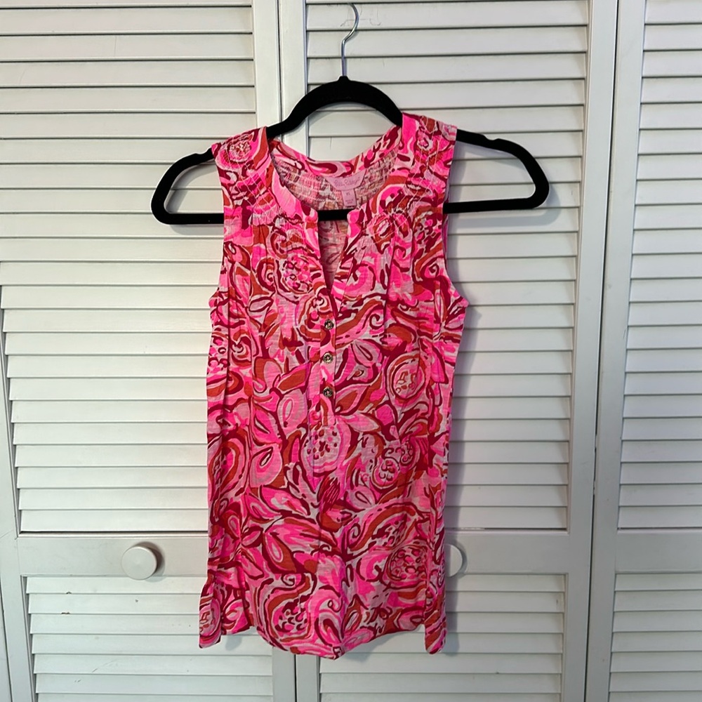 NWT Lily Pulitzer Essie top pink pout mango salsa XS